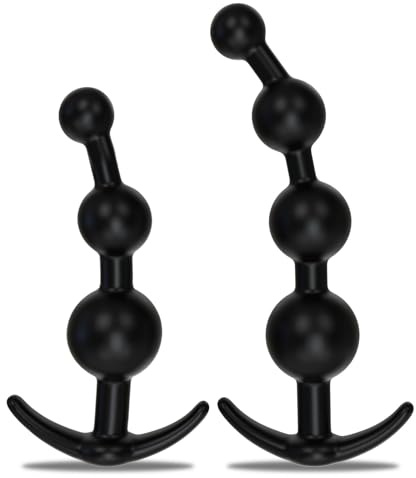 2PCS Anal Beads & Butt Plug, Silicone Anal Training Kit, Flexible Anal Bead Sex Toys with Different Size Anal Balls Prostate Massage, Anal Plugs for Men Women Couples Anus Dilator Dildo Anal Toys