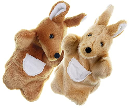 YARNOW 2 Stück Handpuppen aus Plüsch für Kinder Realistische Tierhandpuppen in Khaki Pädagogisch und Partyzubehör für Vorschulen und Geburtstagsfeiern Geeignet