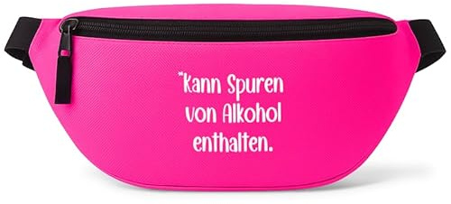 Kann Spuren von Alkohol enthalten - Bauchtasche Herren/Damen, Umhängetasche Festival Gadget, Bauchtasche Zubehör, Gürteltasche Herren, perfekt für Malle, Pink