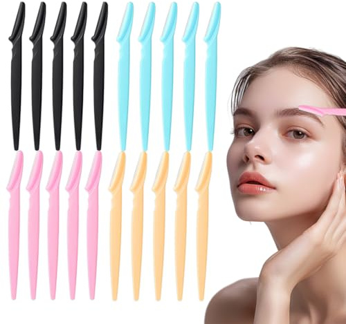 ZORVYN 20 Pièces Rasoirs à Sourcils, Formeur de Sourcils, Épilateur Visage, Conçu pour des Formes de Sourcils Naturelles, Contours Précis et Utilisation Facile, Polyvalent
