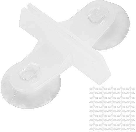 50Pcs Plastic Aquarium Isolation Plate Fish Tank Divider Suction Cup Clip Holders Convenient Durable Separation Breeding Accessories 0-0.5cm Glass Pet Supplies (White)