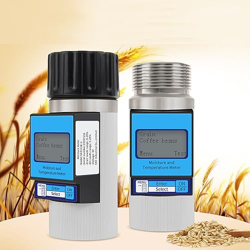 Misuratore di umidità digitale per cereali con display retroilluminato, compensazione della temperatura, statistiche medie, misura 37 grani per un'accurata coltivazione e conservazione