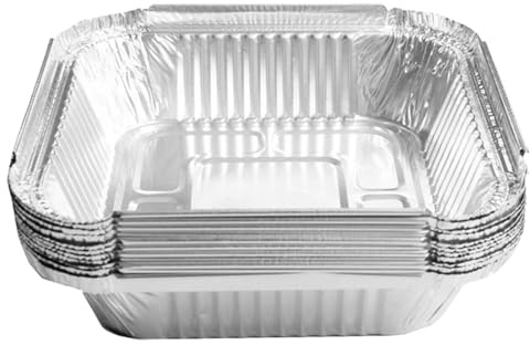 20 bandejas de aluminio para freidora de aire - moldes cuadrados de 9 pulgadas resistentes al calor, desechables y portátiles | recipientes de papel de aluminio para hornear, cocinar, y servir al
