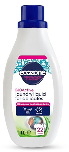 Ecozone BIOActive Laundry Cleaner for Delicates, Gentle Laundry Detergent, Wool Wash Safe & Stain Remover, 22 Washes, Washing Machine & Hand Washing, Eco Conscious Natural Cleaning Products - 1L