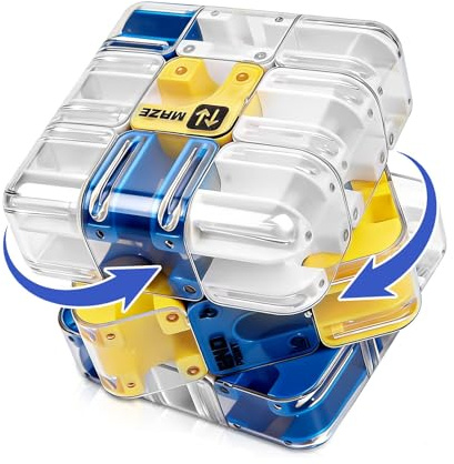3D Labyrinth Würfel Puzzle Spiel| 2-in-1 Large Labyrinth Puzzl Maze Cube| Konzentration und Logiktraining| Kugellabyrinth Spiel ab 6 Jahre| 8.5cm