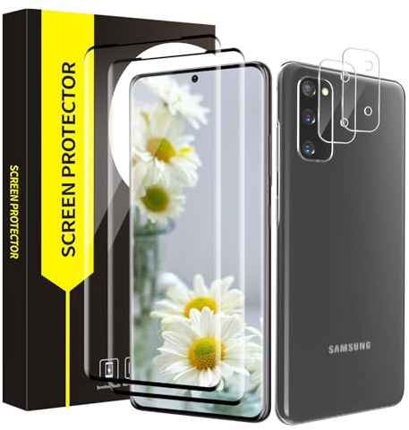 Cable Leader 2+2 Stück Schutzfolie für Panzerglas für Samsung Galaxy S20 5G, Kameraschutz+9H Härte Schutzglas, Blasenfreie, Sensitive Touch, 3D Kante, Ultra-Klar Samsung S20 Displayschutzfolie