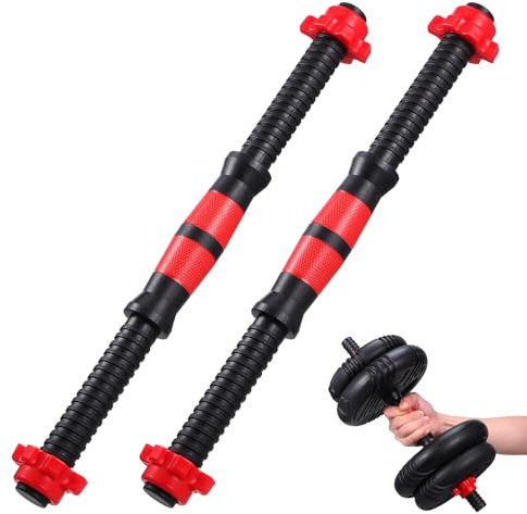 VINTORKY Manubri da 40 Cm con Barra Zigrinata, Set con 4 Collari Spinlock per Sollevamento Pesi, Maniglie per Bilanciere per Allenamento Forza Braccia e Palestra Colore Colore Casuale