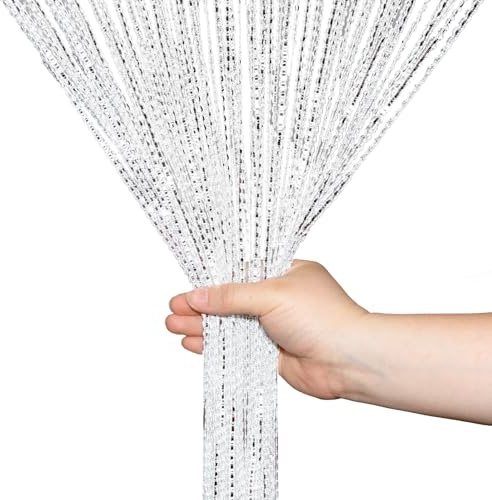 XWCHASA White String Door Curtain, 95cm x 200cm Fly Curtain