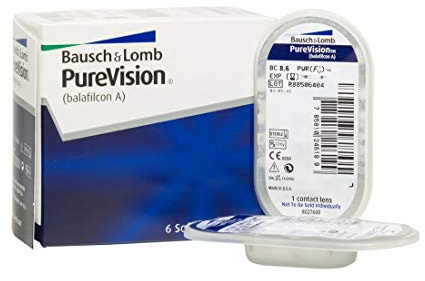 Bausch + Lomb PureVision Monatslinsen, sphärische Kontaktlinsen, weich, 6 Stück / BC 8.6 mm / DIA 14 / -5.00 Dioptrien