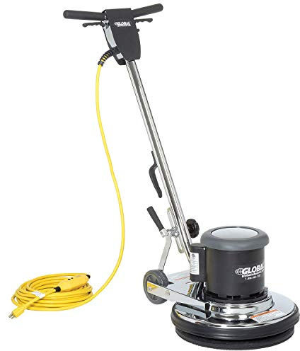 Global Industrial Corded Low Speed Floor Machine, 17 Cleaning Path, Durable Stainless Steel Construction, Heavy-Duty 1.5 HP Motor, 50'L Safety Power Cord with GFCI Plug