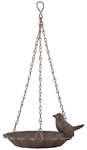 Esschert Design Hängende Vogeltränke, 1 Vogel aus Gusseisen und Schiefer,16,0 x 16,0 x 7,6 cm