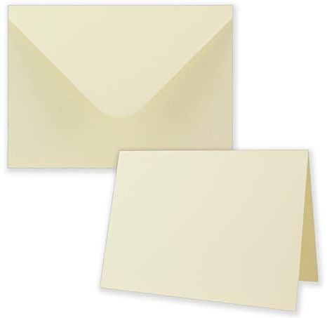 20x Juego de tarjetas plegables incluyendo sobres más grandes que DIN B6 - Oversize - Tarjetas de invitación en blanco crema / blanco natural - tarjetas plegables con sobres