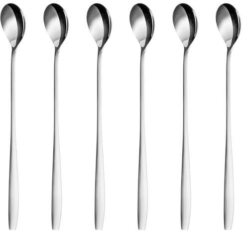GRÄWE Latte Macchiato Löffel Set, silber, 6-teilig, 22 cm - Lange Löffel für Cocktails & Desserts, Edelstahl, spülmaschinengeeignet