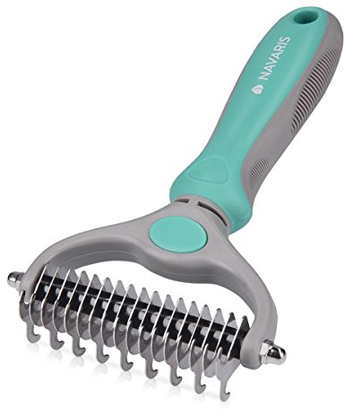 Navaris Bürste für Unterwolle bei Hund Katze - Langhaar Kurzhaar Unterfell Kamm - De-Matting Hundebürste Fell Striegel - Fellbürste Fellpflege Hund Unterwolle