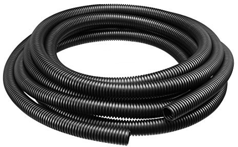 sourcing map Gaine Cable électrique Fil Protection Tube ondulé PP tuyau noir 17mm intérieur Dia 21,2mm extérieur Dia. 5,7m long