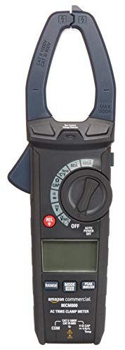 Amazon Basics 600A AC/DC Clamp Meter, True RMS, NCV, Flashlight, Counts upto 6000, Black