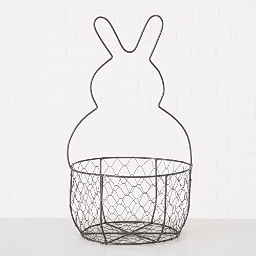Boltze Osterkorb Kilian Osterhase Hase Draht 51cm XXL, Grau