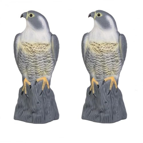 rg-vertrieb Taubenschreck Vogelscheuche Taubenabwehr Dekofigur Vogelabwehr Vogel Falke Garten Figur (2 Stück), Grau