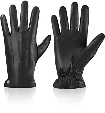 vislivin Winter Handschuhe Herren Leder Handschuhe Vollhand Touchscreen Lederhandschuhe Wärme Leather Gloves Schwarz M