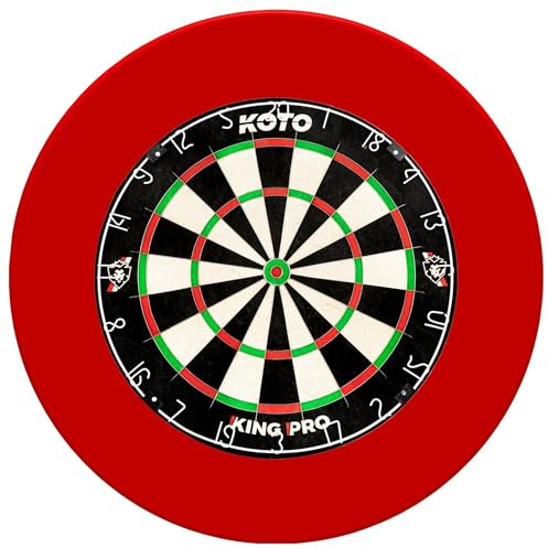 KOTO - King Pro + Dartscheibe Surround Rot, Dart Surround für alle Dartscheiben, Dart Auffamgring zum Schutz Ihrer Pfeile & Wände