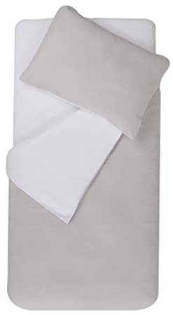 DOMIVA - Parure DE Couette 75X120 + TAIE 35x45 cm Perle/Blanc