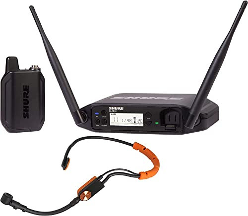 Shure GLXD14+/SM31 Dual Band Pro Digital Wireless Microphone System for Fitness, Aerobics - 12-Hour Battery Life, 100 ft Range | SM31FH Fitness Headset Mic, Single Channel Receiver