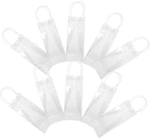 PLAFOPE 10stücke Teiliges Transparente Geschenktüten Mit Griff Praktische Weintaschen Aus PVC Wiederverwendbare Klare Tragetaschen Für Weinflaschen Partys Und Geschenkpacks