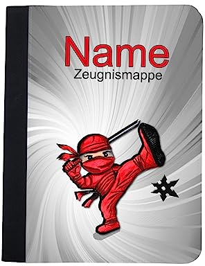 Maus-Design Zeugnismappe personalisiert Ninja mit Name | Klarsichthüllen A4+, Urkundenmappe, Dokumentenmappe