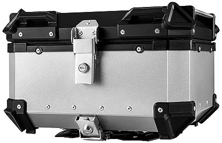 KKnoon Bauletto in Lega di Alluminio da 65 Litri per Moto - Vano Portaoggetti Posteriore a Sgancio Rapido, Impermeabile e Ammortizzante - Con 2 Chiavi e Adesivo Riflettente