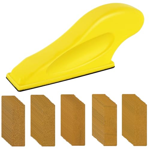 Micro-Ponceuse Manuelle Avec 50 Feuilles de Papier Abrasif - Mini Outil de Ponçage Pour Bois, Meubles Artisanaux - 5 Tailles