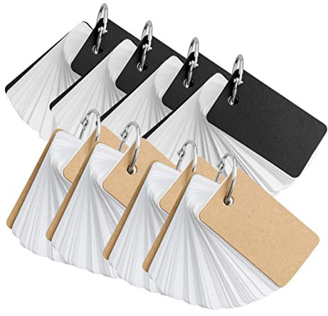 MAGICLULU 8stücke Teiliges Blanko Karteikarten Mit Binder- Dicke Notizkarten Für Englisch Vokabeln Für Lernen Reisen Und Kreative Projekte Handlich Und Tragbar