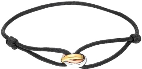 joy-d TRINITY - Bracciale da donna in argento Sterling placcato oro con cordoncino di seta Trinity – bracciale regolabile, elegante e minimalista – regalo ideale, 24 centimètres, Argento sterling