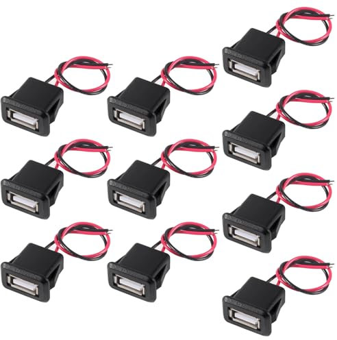 AITRIP 3A 2-polige USB-Buchse mit Schnappnut-Schnalle - 2-Draht Mikro-B Socket Installation und Lötanschluss