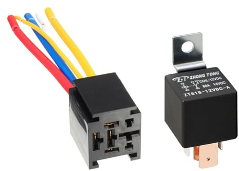 MOCNT 12V 80A Relé de Coche con Enchufe SPDT 5 Pines Automóvil Relé con Alambre 5 Terminal Interruptor de Relé Abierto Cerrado Contactor Relé Vehículo Camión Relé
