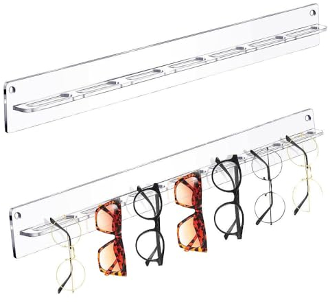 GmeDhc 2 Stück Brillenaufbewahrung Wand, Brillenaufbewahrung 7 Brillen, Brillenständer Sonnenbrillen Organizer Acryl, zum Aufhängen der Brille