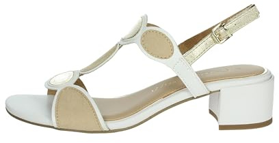 MARCO TOZZI Sandali da donna con tacco Eleganti Vegan, Pettine bianco, 37 EU