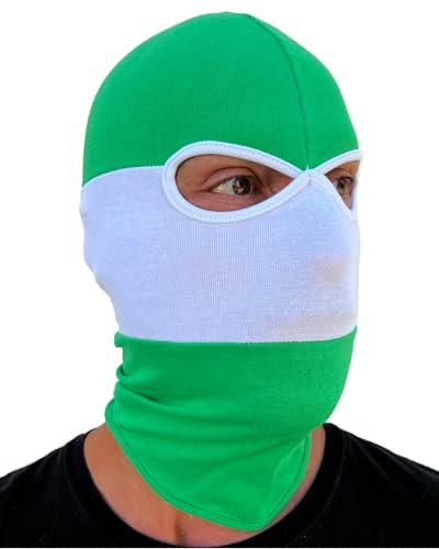 No Face No Name Sturmhaube in grün weiß gestreift I Balaclava Maske Unisex Einheitsgröße I Ultras Hooligans Ski Motorrad