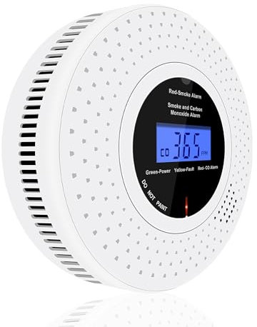 Scondaor Smoke and Carbon Monoxide Detector Combo with LCD Display, 10-year Life Smoke Alarms for Home, Replaceable AA Battery Included, Smoke & CO Alarm Detector with Test/Silence Button (1 Pack)