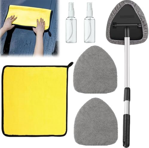 Brosse de Nettoyage de Pare-Brise,7 pièces Nettoyant pour Pare-Brise,Brosse Nettoyage Voiture,Nettoyage pare Brise Intérieur,Nettoyage de Pare-Brise avec Poignée Télescopique avec Poignée Pivotante