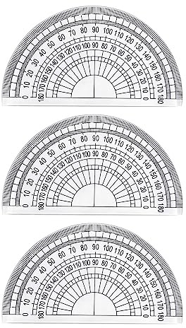 Cretty-Meet 3 PCS 180 Degrees Clear Plastic Protractors 4 Transparent Semicircle Angle Measurement Ruler Basic Protractor for Geometry School Teacher Math Office