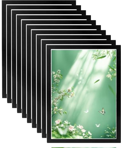 Magnetic Sign Holder 10 Pack, A4 Self Adhesive Wall Mount Display Frames, Waterproof Frame Holder Clear Signs Holder for Paintings Photos Notices Certificate Poster Advertisements (Black)