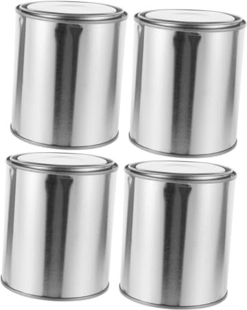 Ciieeo 4pcs Thickened Metal Paint Cans Round Empty Iron Paint Pail for Lab Construction Oil Storage Containers