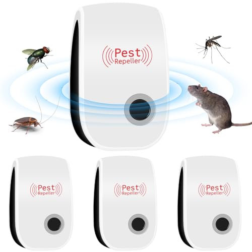 4 Pack Repelente Ultrasónico de Plagas,Electrónico Repelente Mosquitos Control de Plagas,Repelente Ultrasónico Anti Mosquitos para Interiores, para Interiores