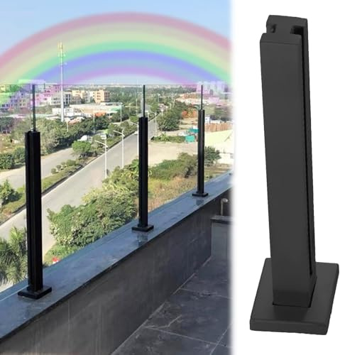 Poteau Garde Corps Verre Poteaux De Garde-corps En Verre Noir, Kit De Balustrade En Verre Pour Extérieur/balcon/terrasse/sol De Piscine, Hauteur 30, 50, 60, 90, 100, 120, 140, 150 Cm(Mid post,H 950mm/