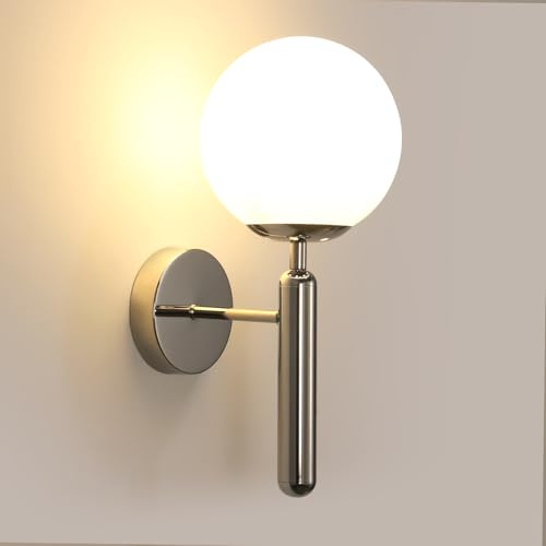 Comely Wandlampe Innen, Modern Wandleuchte E27 Industrial Design Mattglas | 35cm Globus Wandleuchte E27 für Schlafzimmer, Wohnzimmer, Flur, Treppenhaus
