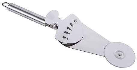HOLIDYOYO Pala Per Tagliare La Pizza in Acciaio 3 in 1 Con Rotella Tagliapizza e Pinza Per Alimenti, Manico Ergonomico, Strumento Multifunzione Per Pizza, Torta e Pane