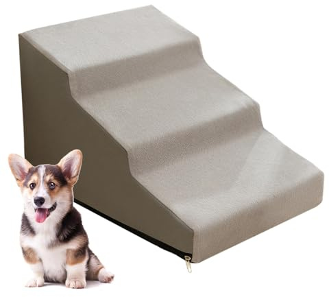 Hundetreppe zum Bett, Treppen, Hundebett, hoher, hohe Dichte, waschbarer Stoff, Reißverschluss, rutschfeste Unterseite, 40 x 72 x 40 cm, Höhe für kleine ältere Hunde, Sofa, Auto
