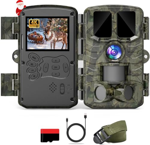 Coolifepro Fototrappola 4K 60MP,Fototrappola Infrarossi Invisibili 120°Ampia Visuale Impermeabile IP66 Fototrappola 850nm IR LED con Scheda SD da 32GB per la Sorveglianza della Fauna Selvatica