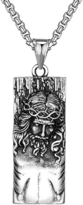 Fachoice Classico ciondolo a forma di testa di Gesù per uomo, corona di spine e Gesù, collana cristiana cattolica testa di Dio per uomini