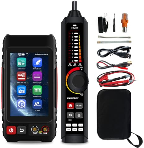 Rechargeable Network Cable Tester, WANLUTECH Tone Generator with Probe Support Digital Multimeter Optical Power Meter Visual Fault Locator Network Test PoE Test Cable Continuity Testing (LT-600M)
